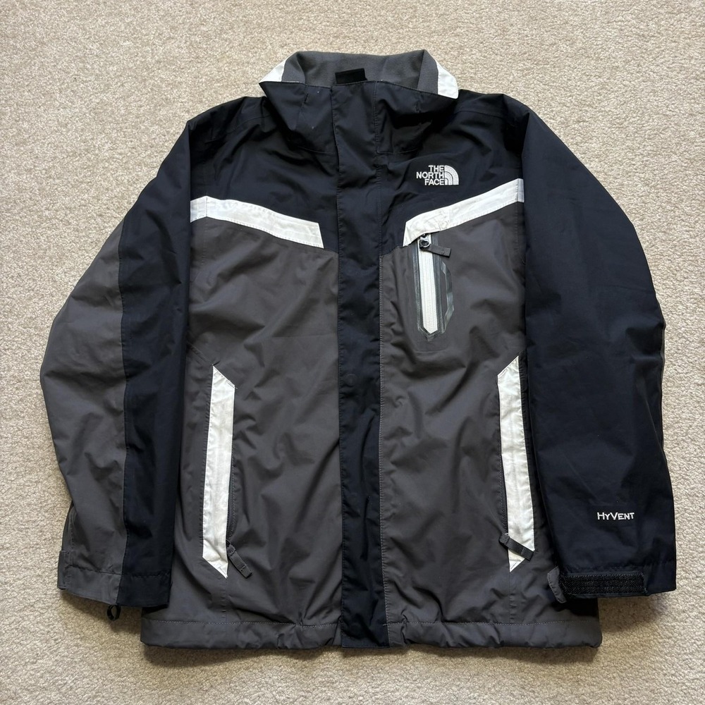 The North Face Jacket Boys Medium 10/12 Gray Black HyVent Ski Snow Waterproof
